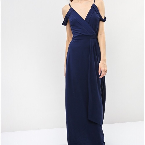 tfnc cold shoulder wrap maxi bridesmaid dress with fishtail